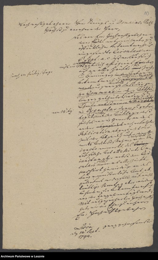 Obraz 13 z jednostki "[Zirkulare vom 6 September 1794 in Betreff der in Südpreussen ausgebrochenen Unruhen, Publikation derselben und Bericht]"