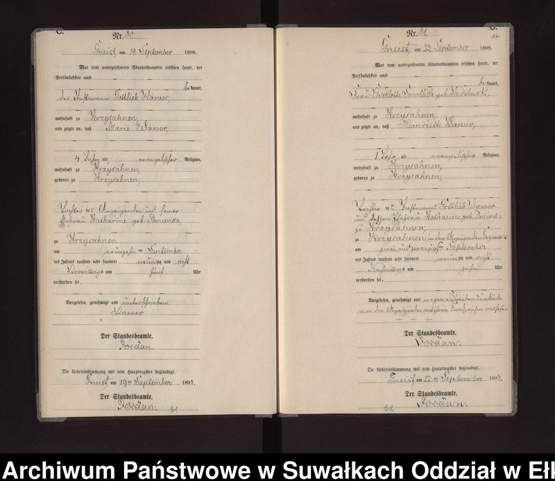 image.from.unit.number "Sterbe-Neben-Register des Königlichen Preussischen Standes-Amtes Gneist Kreis Lötzen"