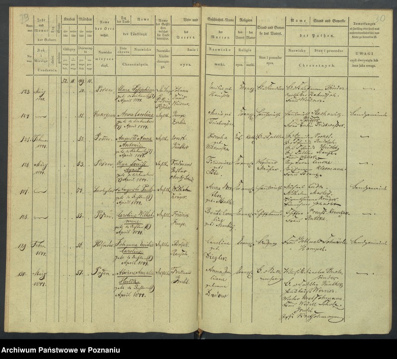 Obraz 18 z jednostki "[Akta urodzeń i chrztów, zapowiedzi i ślubów, zgonów i pogrzebów]"