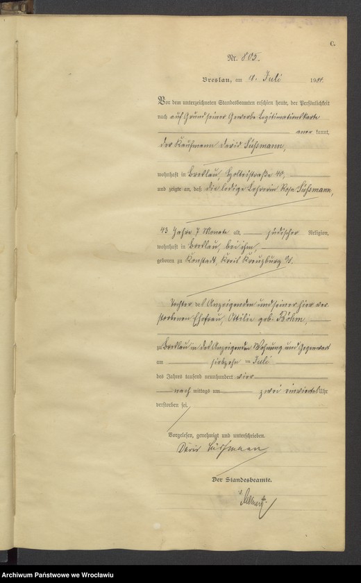 image.from.unit.number "Sterbe-Haupt-Register Breslau IV 1904 Band 3"