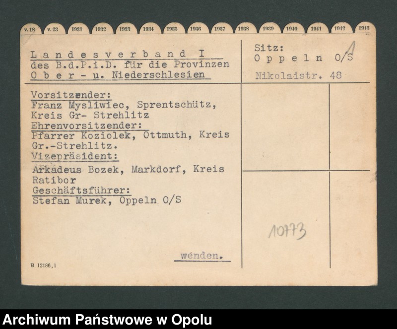 Obraz 3 z jednostki "Landesverband I des B.d.P.i.D für die Provinzen Ober und Niederschlesien Sitz Oppeln"