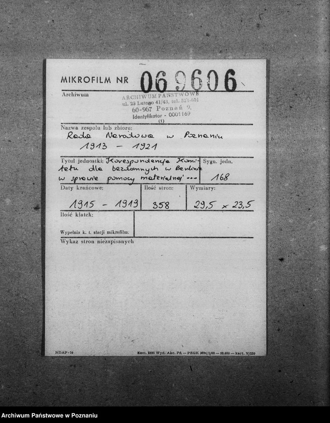 Obraz 2 z jednostki "Korespondencja Komitetu dla Bezdomnych w Berlinie w sprawie pomocy materialnej dla Polaków w Niemczech."