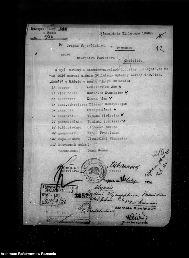 Obraz 16 z jednostki "/Towarzystwo Gimnastyczne Sokół w Ujściu powiat Chodzież - rejestracja/"