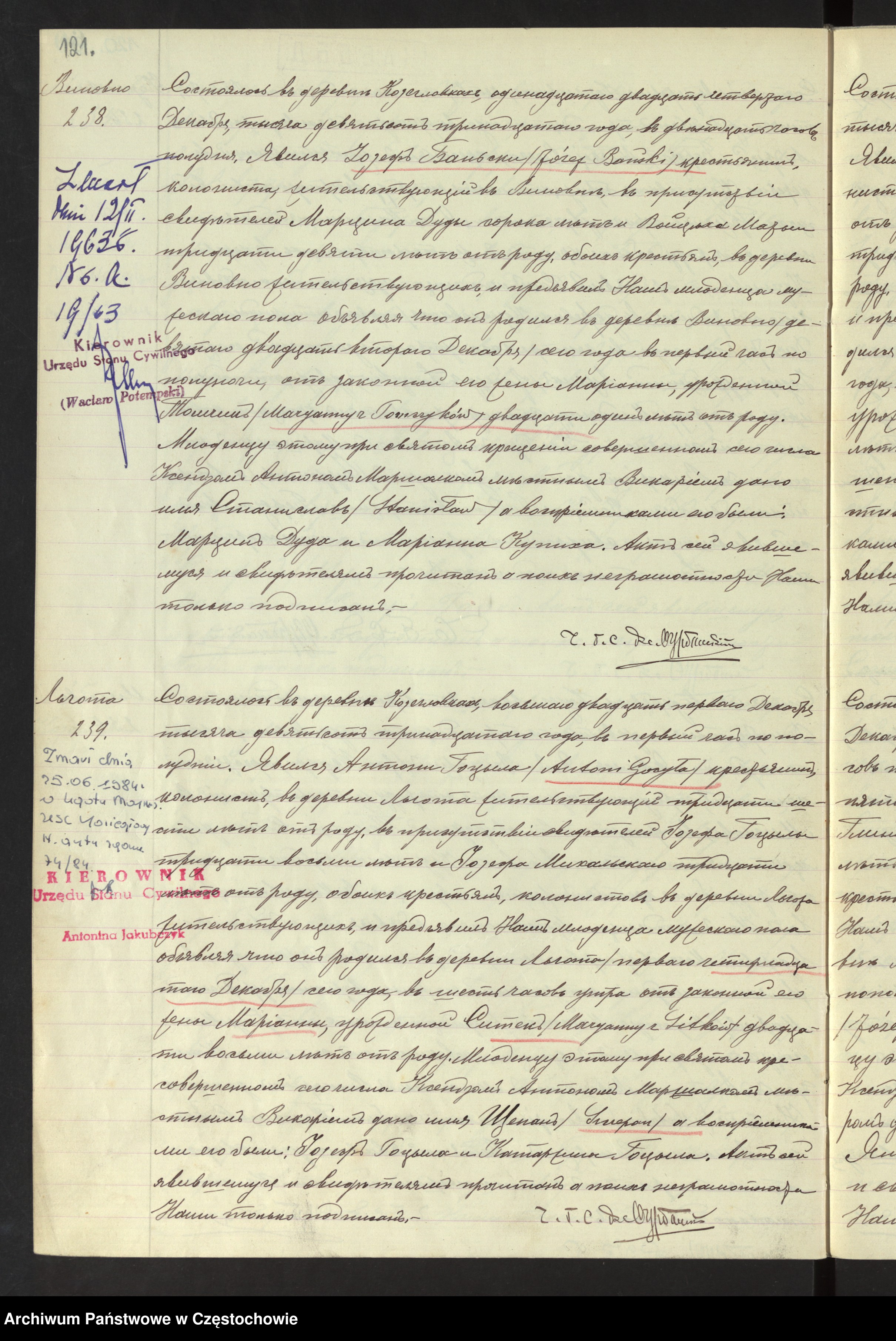 Skan z jednostki: [Duplikat księgi urodzeń, małżeństw i zgonów z 1913 roku]