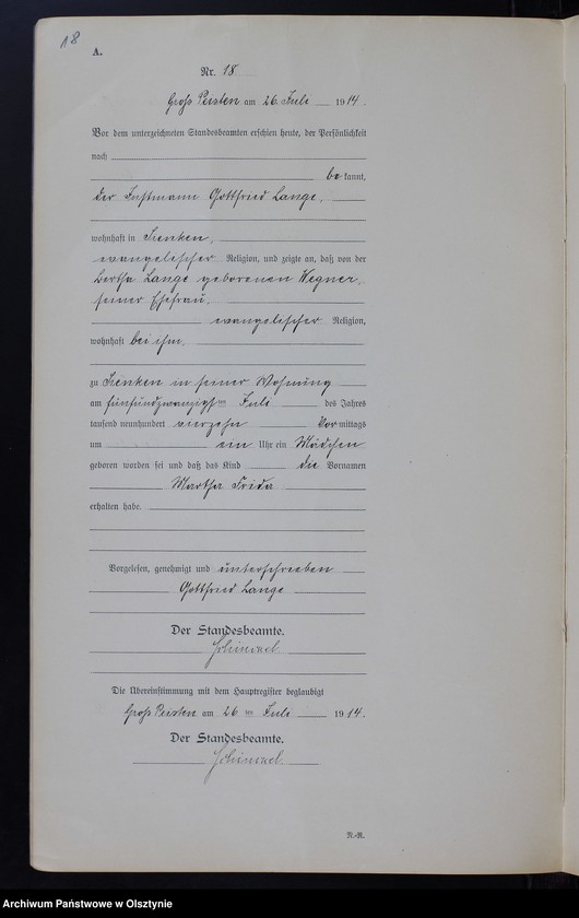 image.from.unit.number "Geburts-Neben-Register Nr 1 - 35 [Księga urodzeń- wtóropis ]"