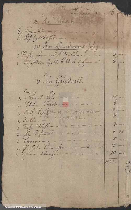 Obraz 10 z jednostki "Inwentarze pośmiertne spisane przez sąd opiekuńczy w Lesznie; język niemiecki"