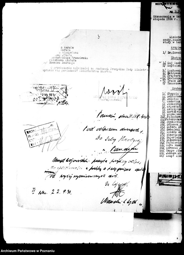 Obraz 7 z jednostki "Doręczenia odznaczeń /m.in. wykazy odznaczonych/"