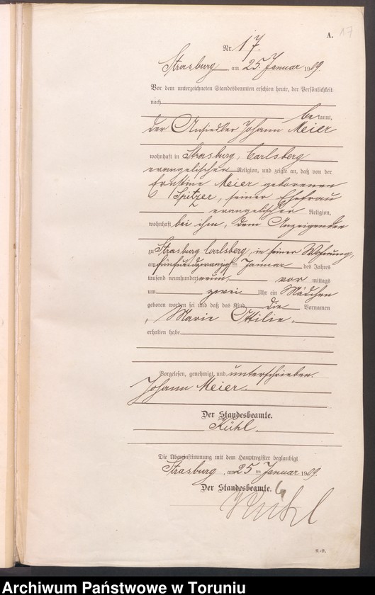 image.from.unit.number "Geburts Neben Register Starburg Stadt für das Jahr 1909"