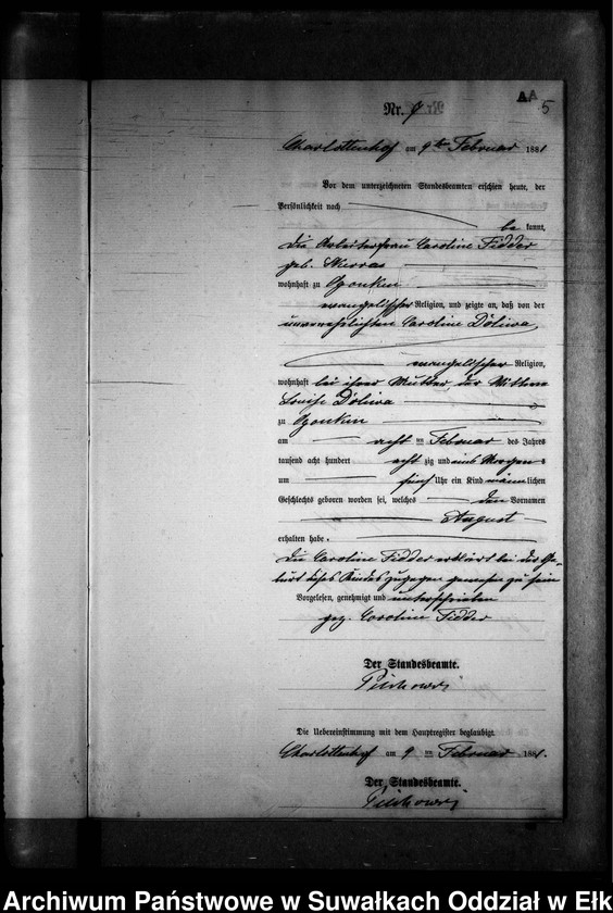 image.from.unit.number "Geburts-Neben-Register des Preussischen Standes-Amtes Gr. Strengeln Kreis Angerburg"