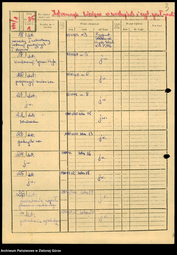 image.from.unit.number "Teleksy z KW do KC, styczeń - maj 1985"