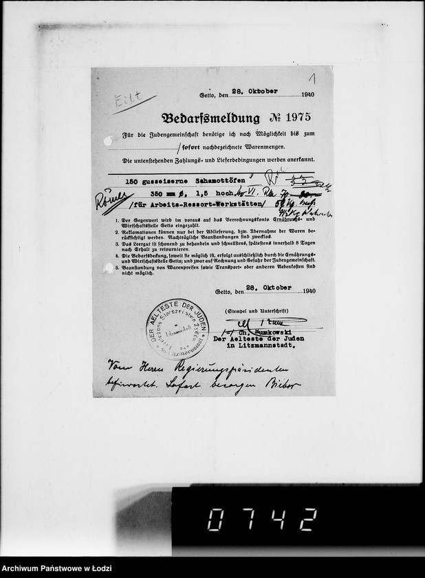 Obraz 5 z jednostki "Stornierte Bedarfsmeldungen [Korespondencja z różnymi firmami niemieckimi w sprawie dostawy różnych artykułów przemysłowych]"