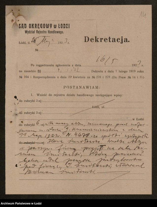 Obraz 16 z jednostki "Józef Śmigłowski- skład artykułów technicznych i agentura"