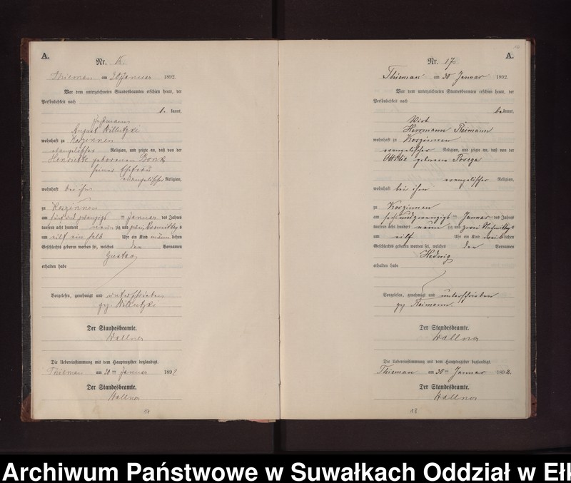 image.from.unit.number "Geburts-Neben-Register des Preussischen Standes-Amtes Rydzewen Kreis Loetzen"