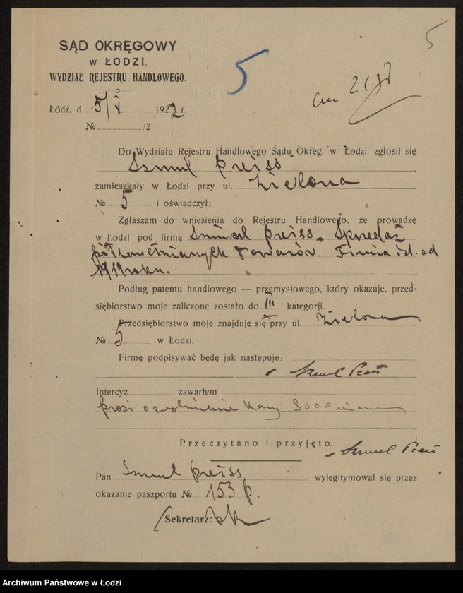 Obraz 7 z jednostki "Szmul Preiss – sprzedaż półbawełnianych towarów"