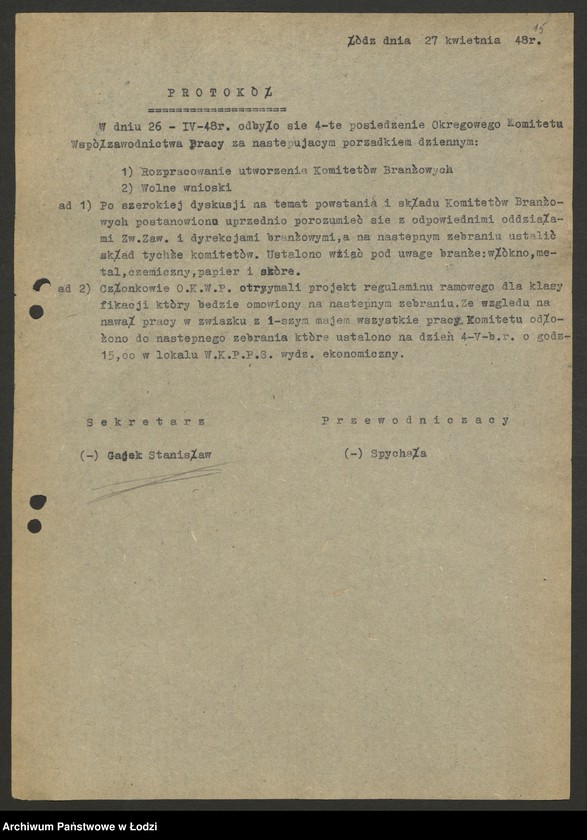 Obraz 16 z jednostki "Współzawodnictwo pracy; protokoły z narad ogólnołódzkich, sprawozdania różnych dyrekcji Centralnego Zarządu Przemysłu Włókienniczego"