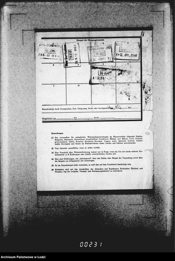 Obraz 20 z jednostki "Frachtbriefe [Kolejowe listy przewozowe różnych towarów do Getta w Łodzi]"