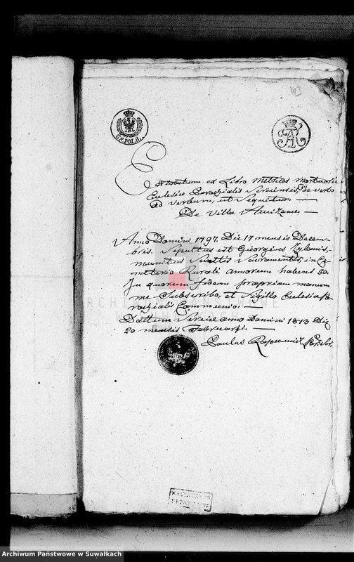 image.from.unit.number "Anexa do Aktów Urzędnika Stanu Cywilnego Gminy Święto-Jezierskiej Na rok 1813"