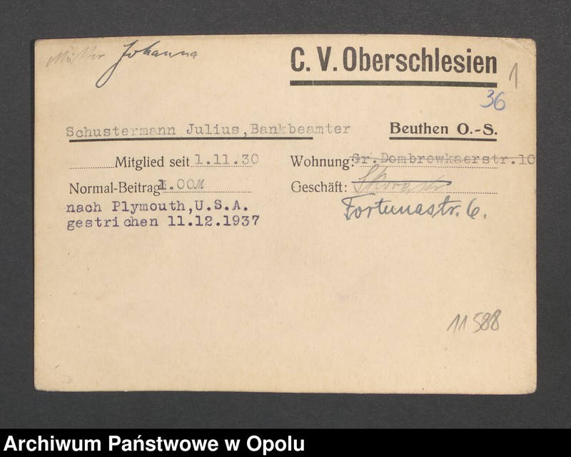 Obraz 3 z jednostki "[Schustermann Julius, Beuthen]"