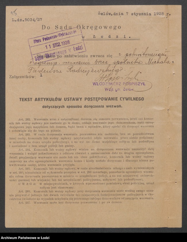 Obraz 17 z jednostki "Michał Tadeusz Radziejowski i S-ka- handel win i wódek z Zelowie"