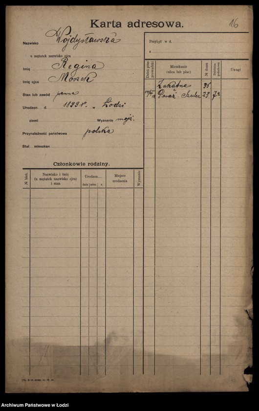 Obraz 18 z jednostki "[Spis ludności Łodzi] Wojdysławski - Wojtarek"