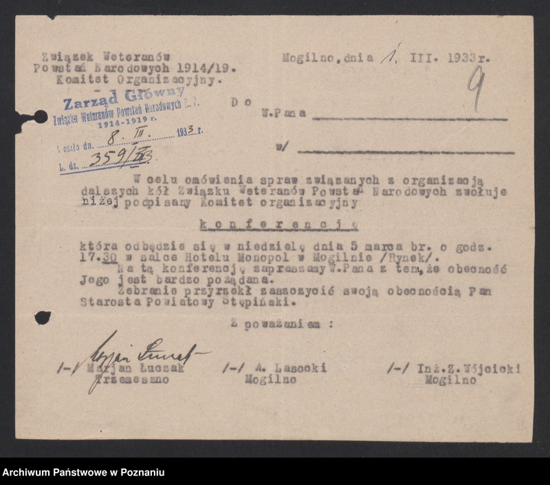 image.from.unit.number "Sprawy organizacyjno - personalne Związku Weteranów Powstań Narodowych [sprawozdania, protokoły, spisy członków, składki]"