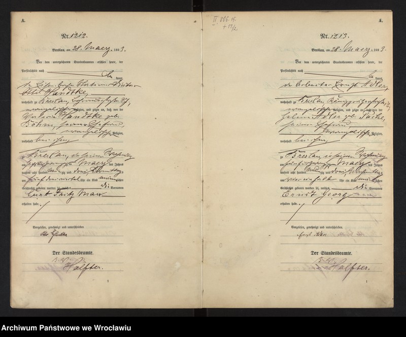 image.from.unit.number "Geburts-Haupt-Register Breslau II 1893 Band 4"