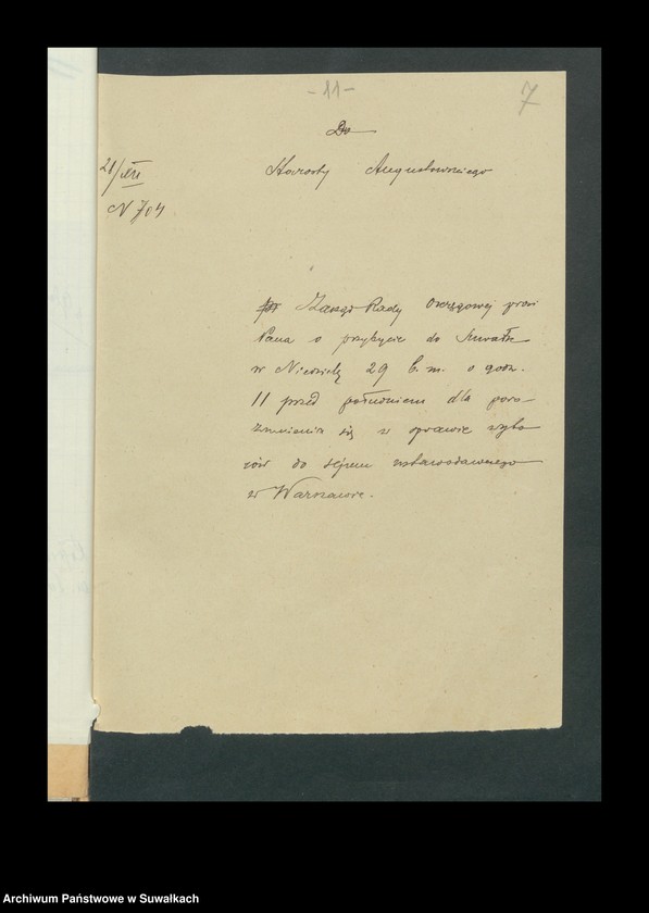 image.from.unit.number "[Korspondencja Zarządu Tymczasowej Rady Obywatelskiej Okręgu Suwalskiego z władzami miasta Augustowa]"