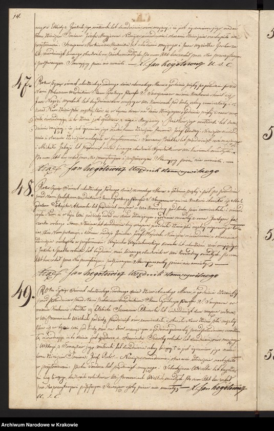 image.from.unit.number "Akta Urodzenia Uznania i Przysposobienia Parafii S. Szczepana w Krakowie na Piasku na rok 1847"