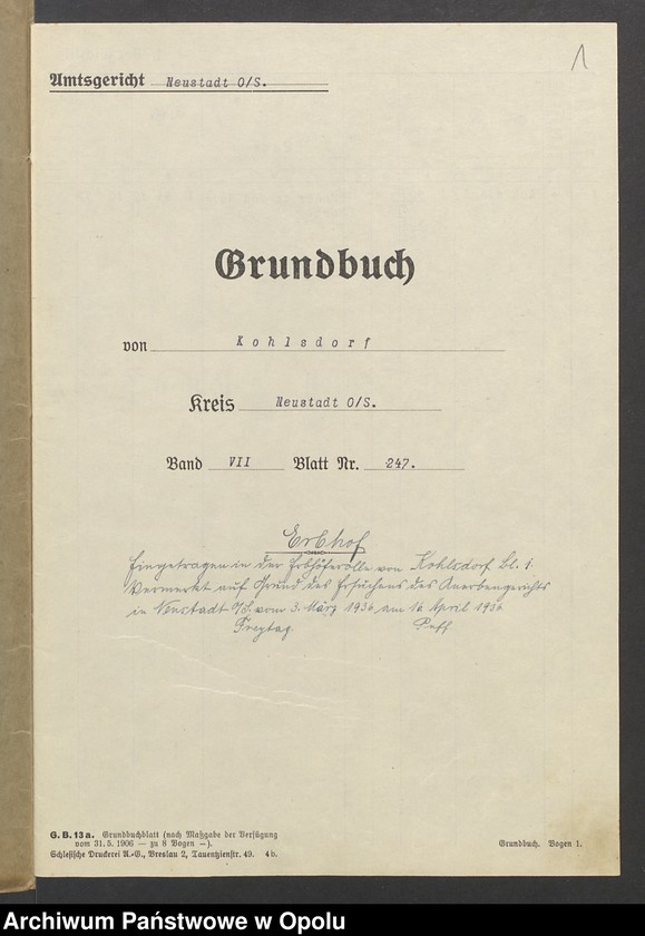 image.from.unit.number "Tabelle zu den Grundakten für Band VII, Bl. 247 Kohlsdorf Paul Drutschmann"