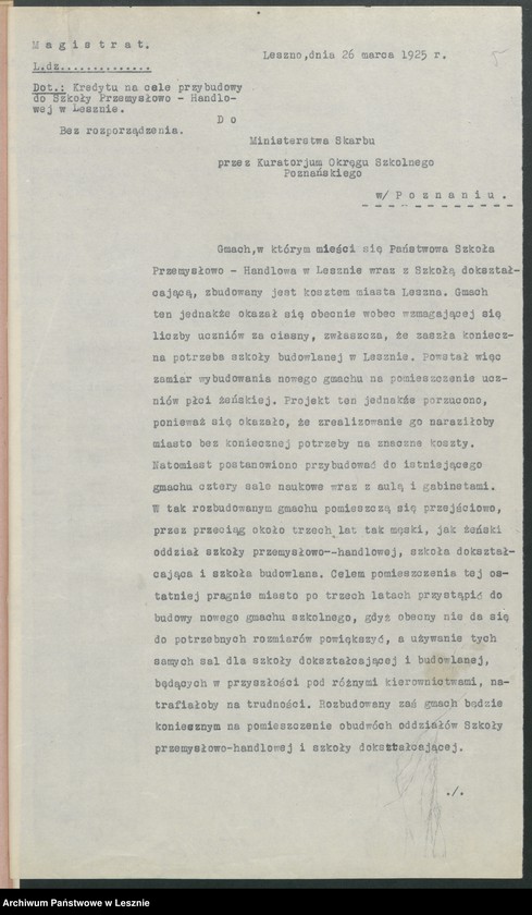 Obraz 8 z jednostki "[Kredyt na cele przebudowy Szkoły Przemysłowo-Handlowej]"