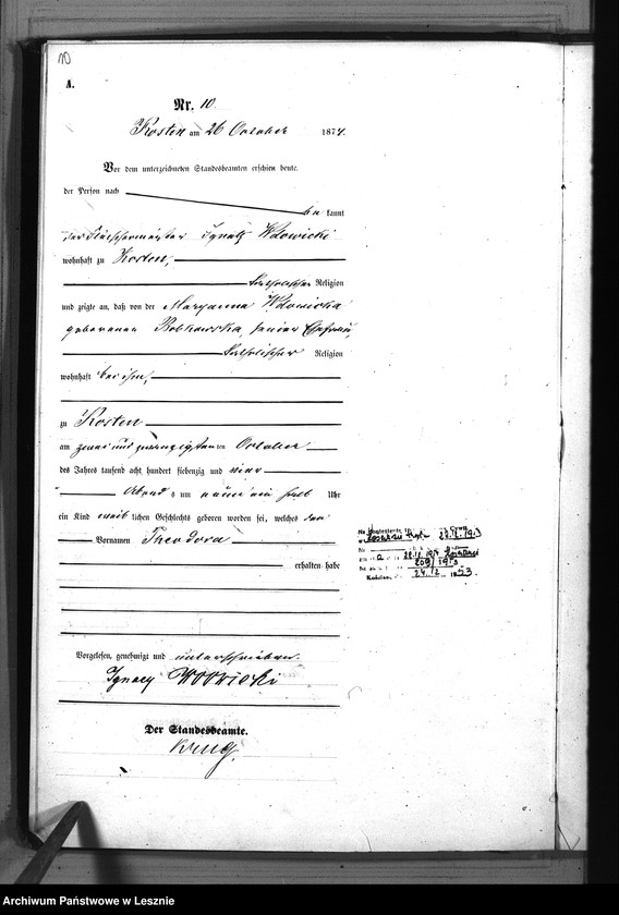 Obraz 13 z jednostki "[Księga urodzeń - miasto]"