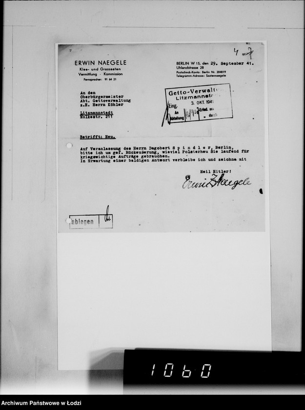 Obraz 8 z jednostki "[Korespondencja z urzędami, instytucjami i firmami] Lit.Na-Ny."