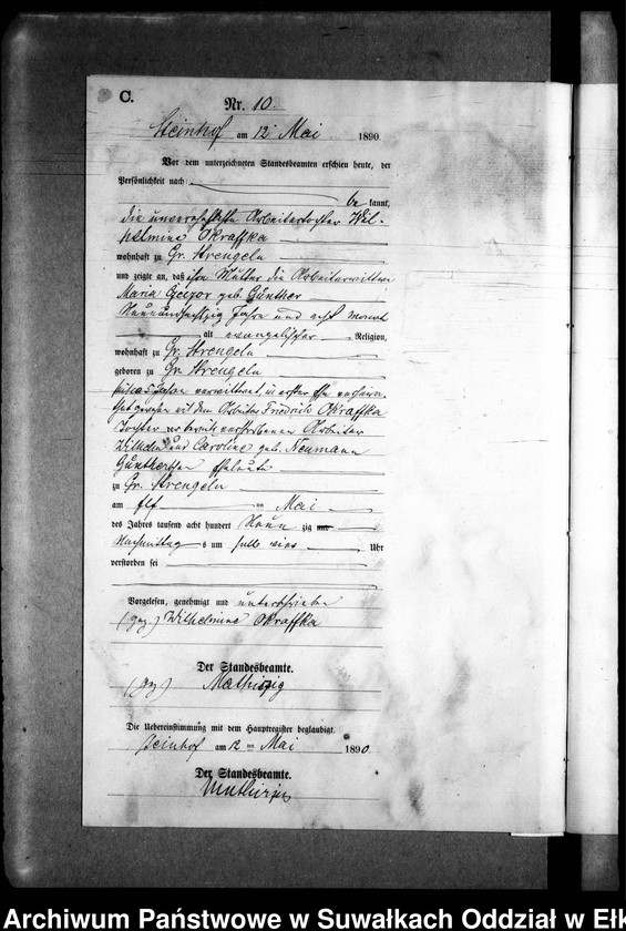 image.from.unit.number "Sterbe-Neben-Register des Preussischen Standes-Amtes Gr. Strengeln Kreis Angerburg"