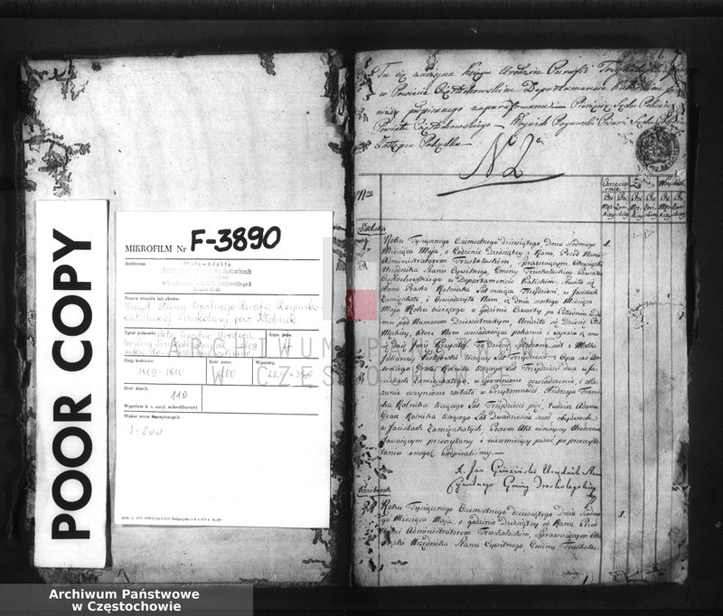 Obraz 3 z jednostki "Akta cywilne urodzeń gminy Truskolasy od dnia 1 miesiąca maja 1809 roku do dnia 30 miesiąca kwietnia 1810 roku wpisane"