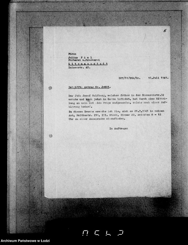 Obraz 10 z jednostki "J.801-820 [Wnioski Żydów z Getta o zwrot należności za towar wzięty na kredyt oraz za wykonaną pracę]"