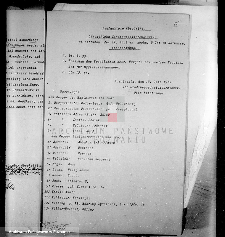 Obraz 9 z jednostki "Die Verwaltung der Stadt Jarotschewo /Jarocin/"