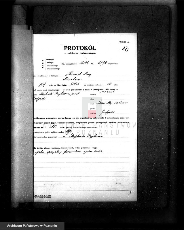 Obraz 17 z jednostki "Majętność Przyborowo pow. gostyński Zarząd Dóbr Książąt Czartoryskich nr woj. kotła 6196"