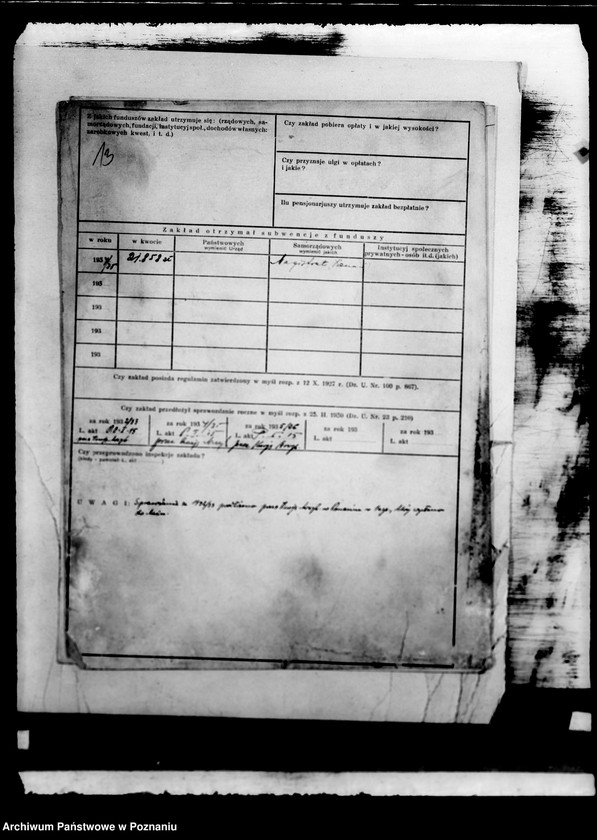 Obraz 18 z jednostki "/Kartoteka zakładów opiekuńczych/ dane z 1933-37"