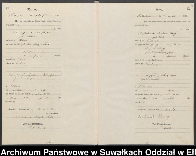 image.from.unit.number "Sterbe-Haupt-Register des Königlichen Preussischen Standes-Amtes Kallischken Kreis Johannisburg"