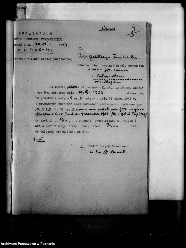 Obraz 7 z jednostki "Prywatna Szkoła Powszechna z niemieckim językiem nauczania- Ostrowite powiat Mogilno"