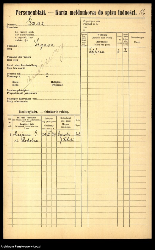 Obraz 18 z jednostki "[Spis ludności Łodzi] Gmerczyńska - Gogul"