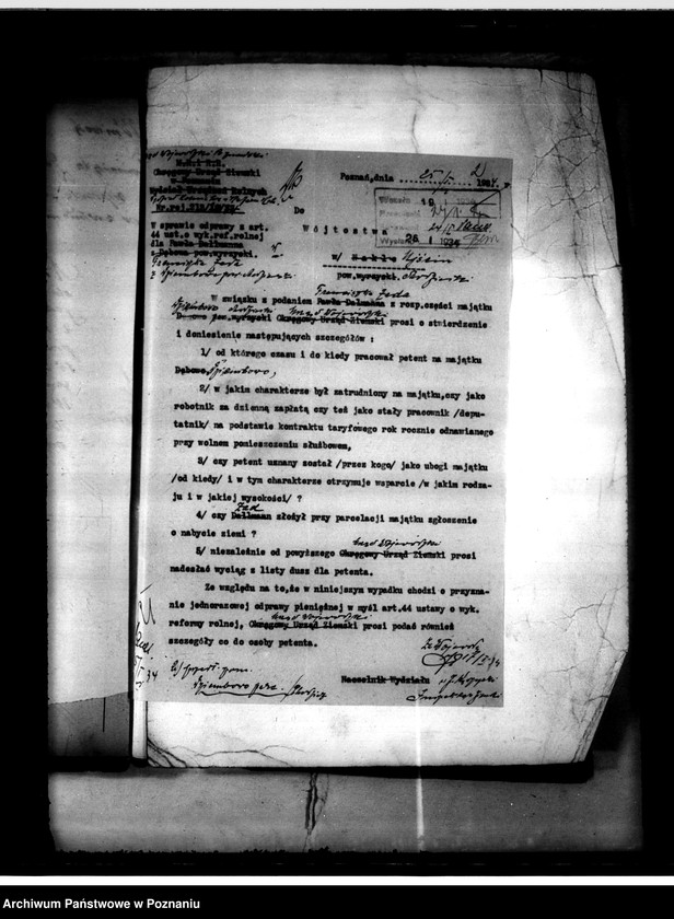 Obraz 5 z jednostki "Dziembowo - odprawy z art.. 44 reformy rolnej powiatu chodzieskiego"