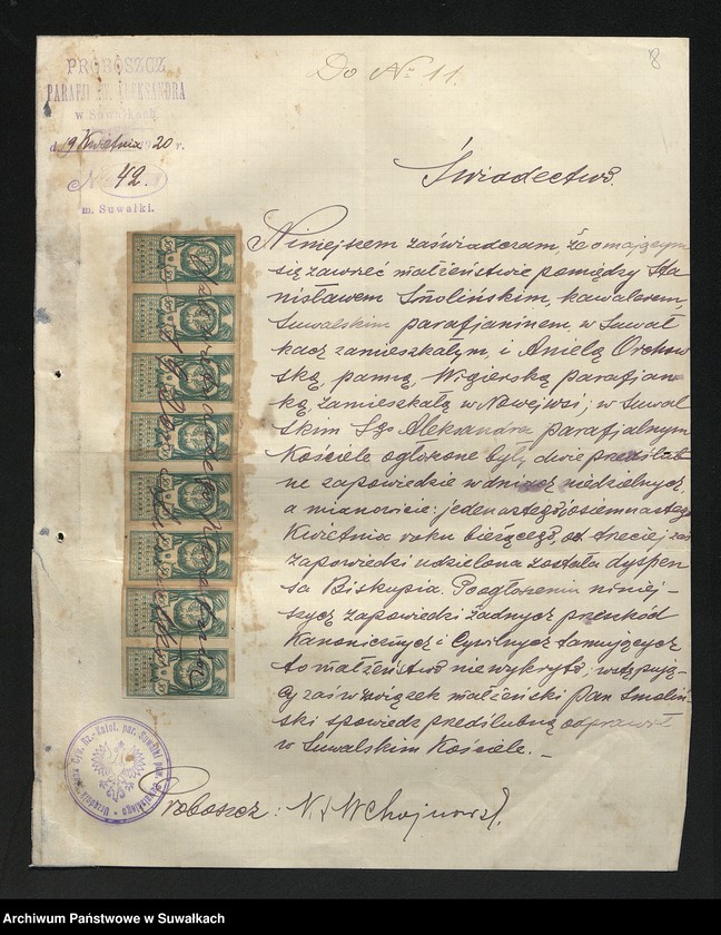 image.from.unit.number "[Dokumenty do akt małżeństw parafii rzymskokatolickiej w Wigrach z 1920 roku]"