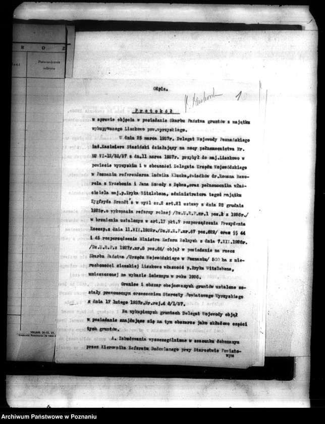 Obraz 5 z jednostki "Majątek Liszkowo powiatu wyrzyskiego odprawy z art.. 44 ustawy o wykonaniu reformy rolnej"