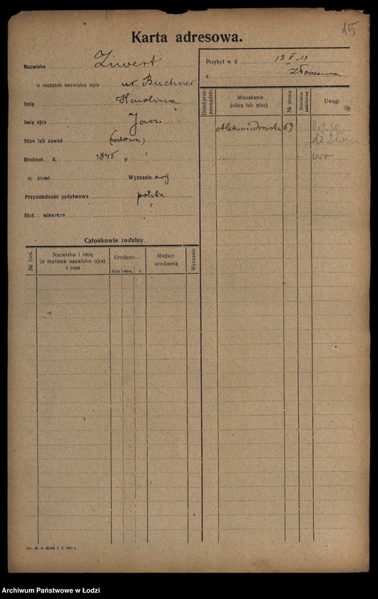 Obraz 17 z jednostki "[Spis ludności Łodzi] Zivel - Zolenberg"
