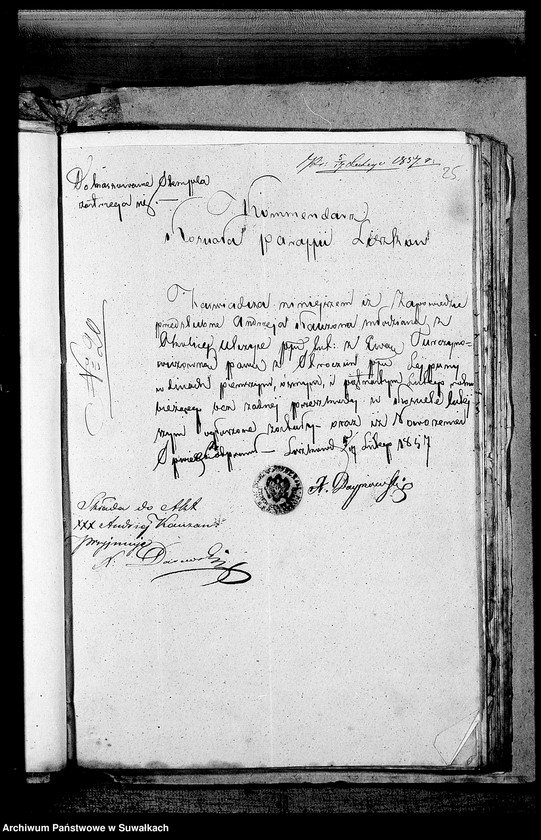 image.from.unit.number "Dowody do Akt Ślubnych Urzędnika Stanu Cywilnego Parafii Lejpunskiej za rok 1857"