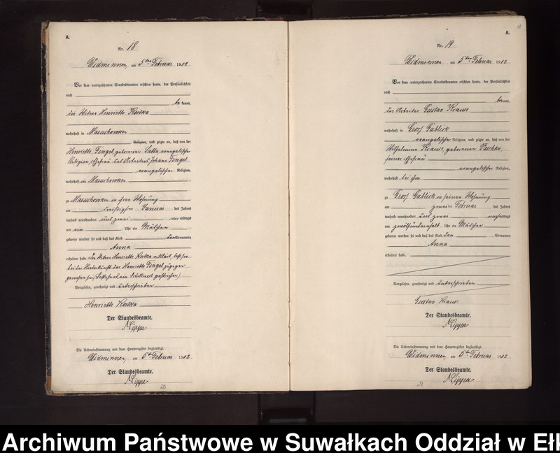 image.from.unit.number "Geburts-Neben-Register des Preussischen Standes-Amtes Widminnen Kreis Loetzen"