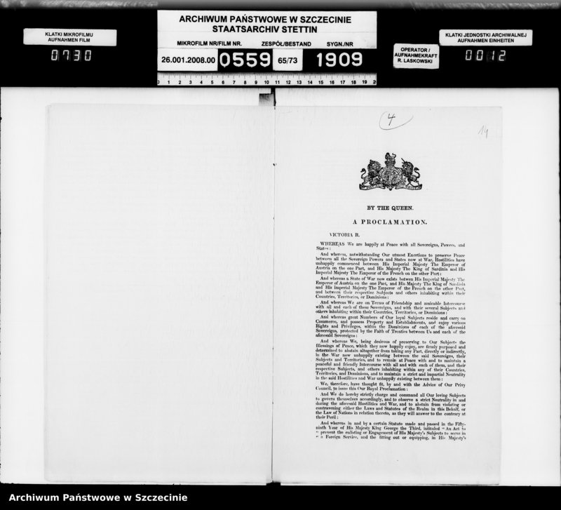 image.from.unit.number "Handels und Schiffahrts-Angelegenheiten mit Frankreich, Sardinien, Österreich während des Krieges"