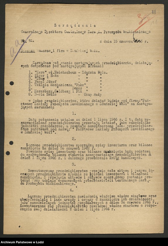 Obraz 12 z jednostki "Zarządzenia Generalnego Dyrektora Centralnego Zarządu Przemysłu Włókienniczego"