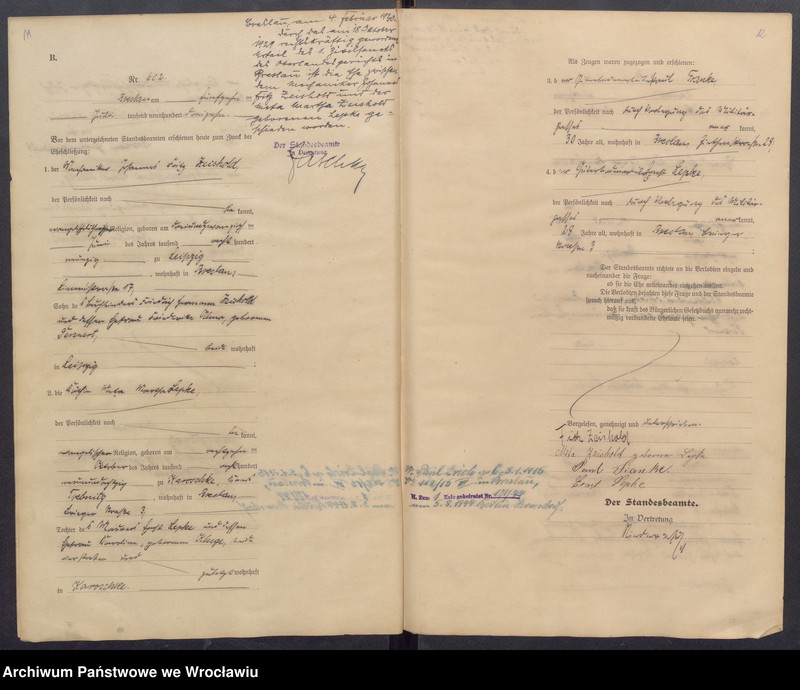 image.from.unit.number "Heiraths-Haupt-Register Breslau II 1913 Band 4"